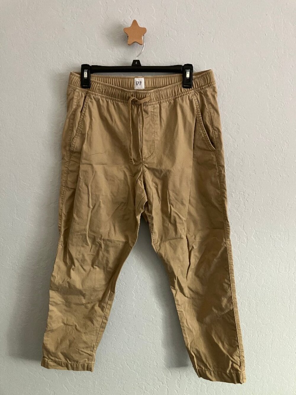 GAP Tan Khaki High-Rise Straight-Leg Cropped Easy Pants
